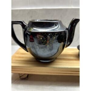 Vintage handpainted red clay teapot made in occupied Japan